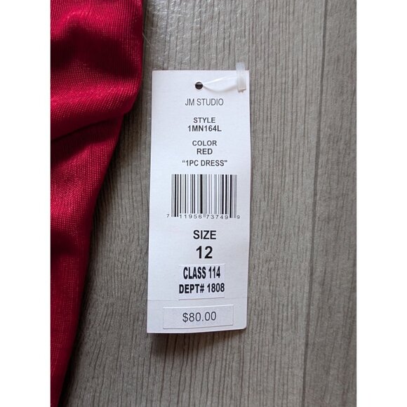 Red Sleeveless Long Dress With Side Knot Detail & Gold Accent By JM Studio Size - Picture 7 of 10